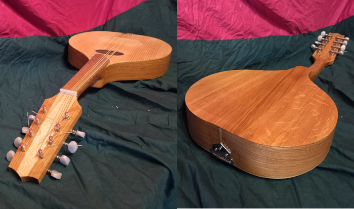 Front and back views from end of headstock and end of body.