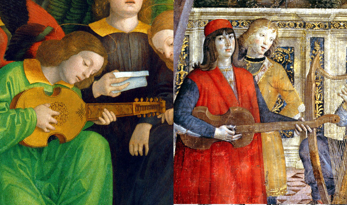 Left: Part of an altarpiece by Girolamo dia Libri (Italy, 1520). Right: Part of a fresco by Bernadino Pinturicchio (Italy, 1493).